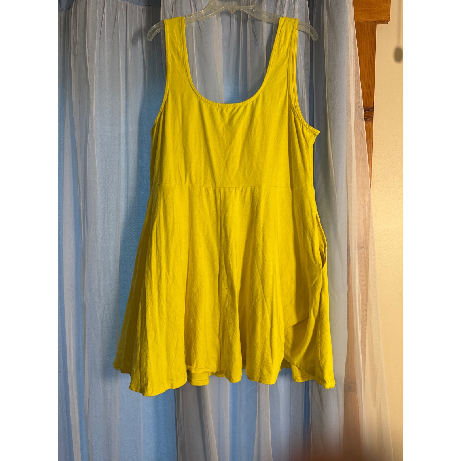 Curvy Sense Dress Women 3x Skater Yellow Sleeveless Pockets Euc — image 6 of 6